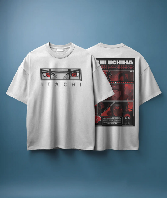 Itachi Uchiha 🔴 Mangekyō Sharingan Oversized Tee (Front & Back Print) 👕 | The Scorpion Originals