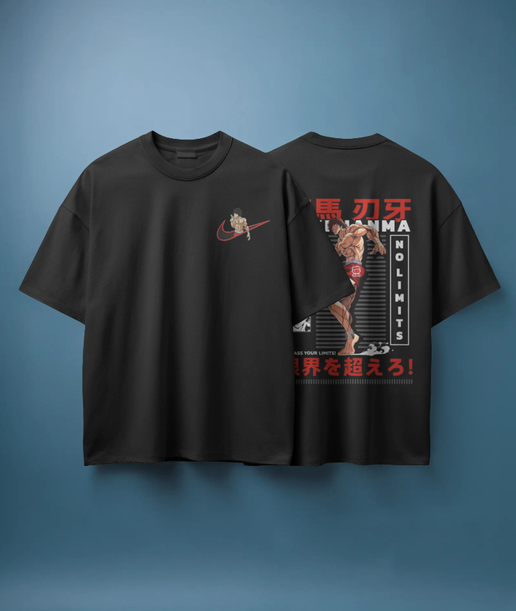 Baki Hanma “NO LIMITS” Oversized Tee | The Scorpion Originals 🦂🔥