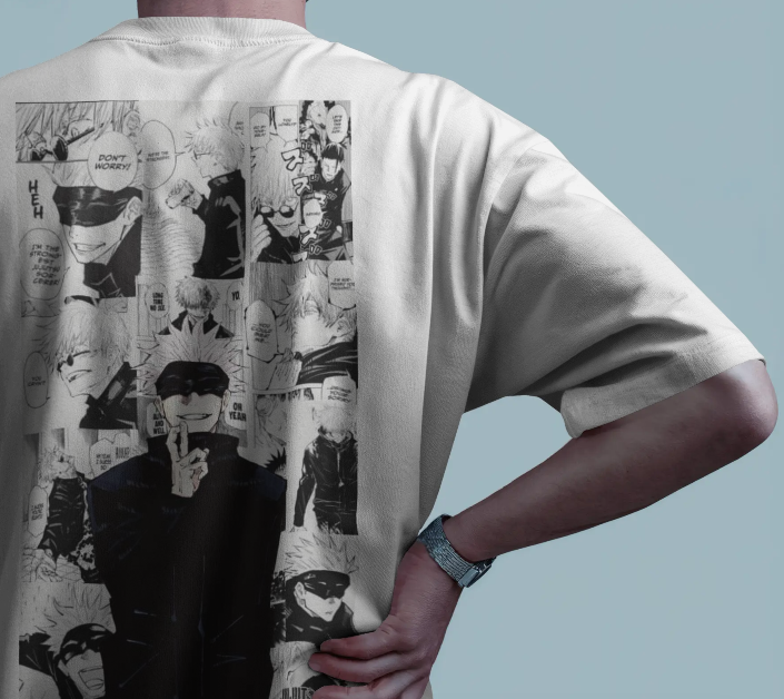 “Jujutsu Kaisen Manga Collage” Oversized Tee | Gojo x Yuji Edition 🌀🖤