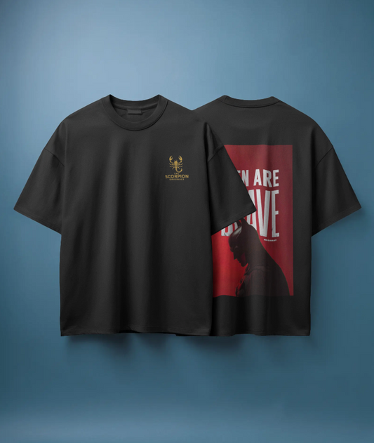 "Man Are Brave" Bold Print T-Shirt – Premium Cotton, Oversized Fit
