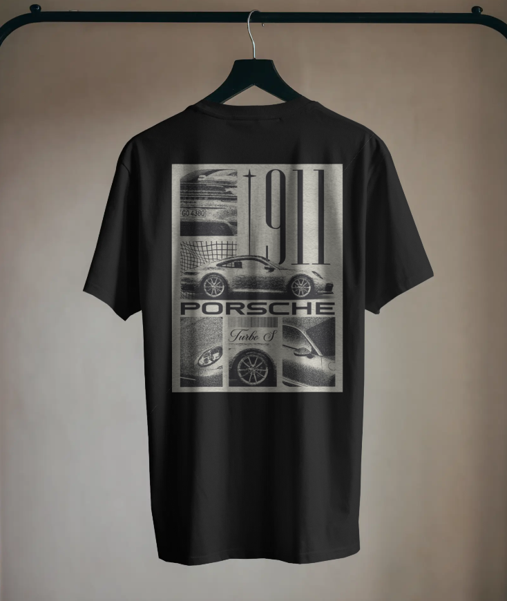 Porsche 911 Retro Graphic Tee – Black 🖤 & Navy Blue 💙 Edition