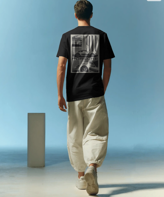 Porsche 911 Retro Graphic Tee – Black 🖤 & Navy Blue 💙 Edition