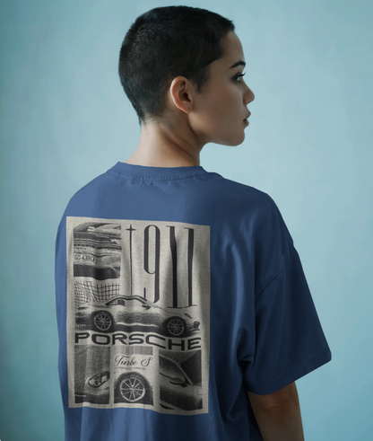 Porsche 911 Retro Graphic Tee – Black 🖤 & Navy Blue 💙 Edition