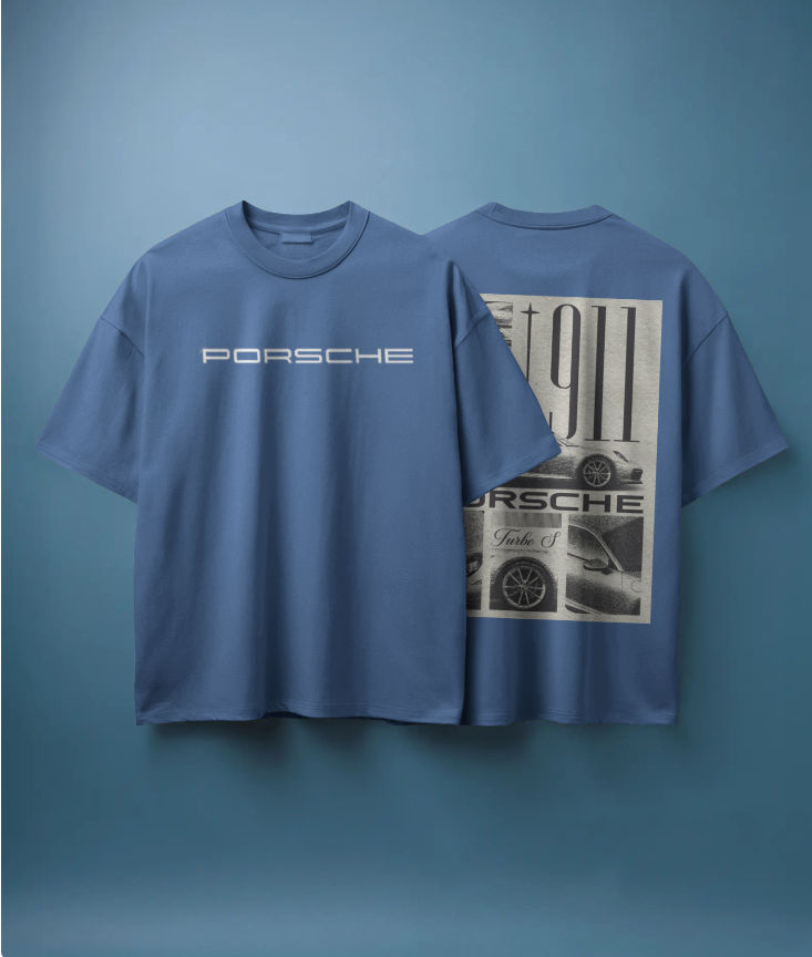 Porsche 911 Retro Graphic Tee – Black 🖤 & Navy Blue 💙 Edition