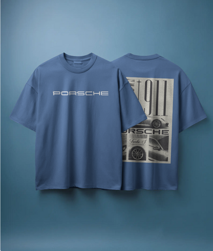 Porsche 911 Retro Graphic Tee – Black 🖤 & Navy Blue 💙 Edition