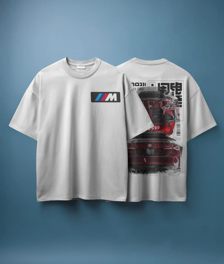 Oversized BMW M4 G82 Performance Tee – Black 🖤 & White ⚪ Edition