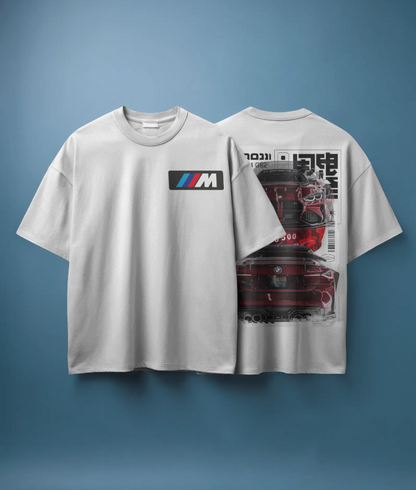 Oversized BMW M4 G82 Performance Tee – Black 🖤 & White ⚪ Edition
