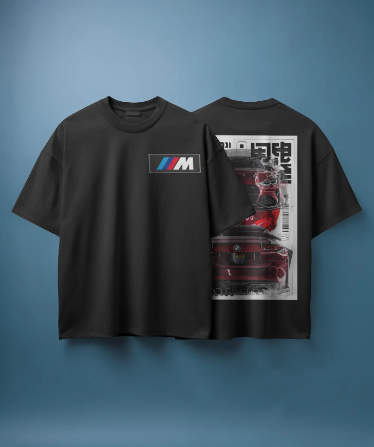 Oversized BMW M4 G82 Performance Tee – Black 🖤 & White ⚪ Edition